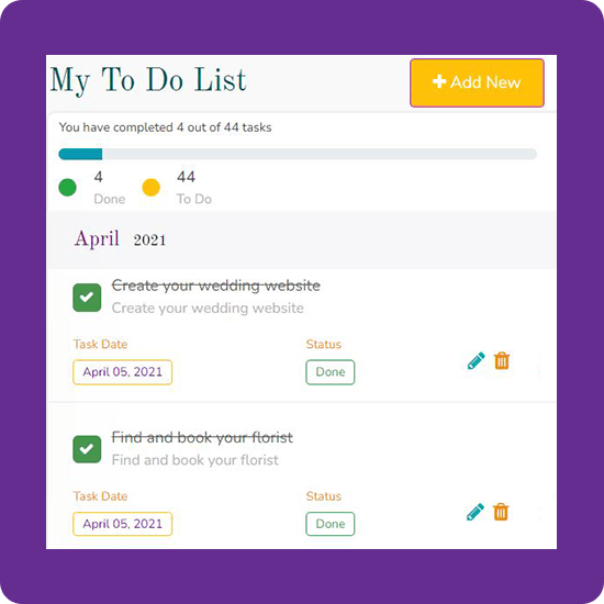 Wedding Chimes Checklist - Track Your Progress