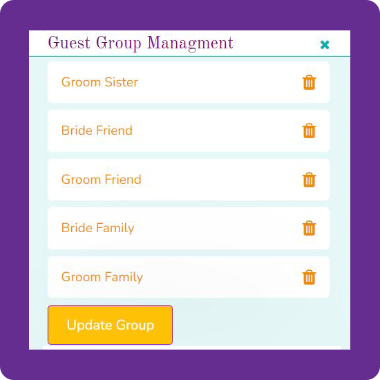 Wedding Chimes Guest List - Guest Groups